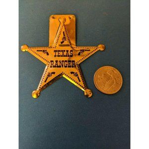 Texas Ranger Kids Souvenir Sheriff Metal Fold Over Badges pin Tin gold color